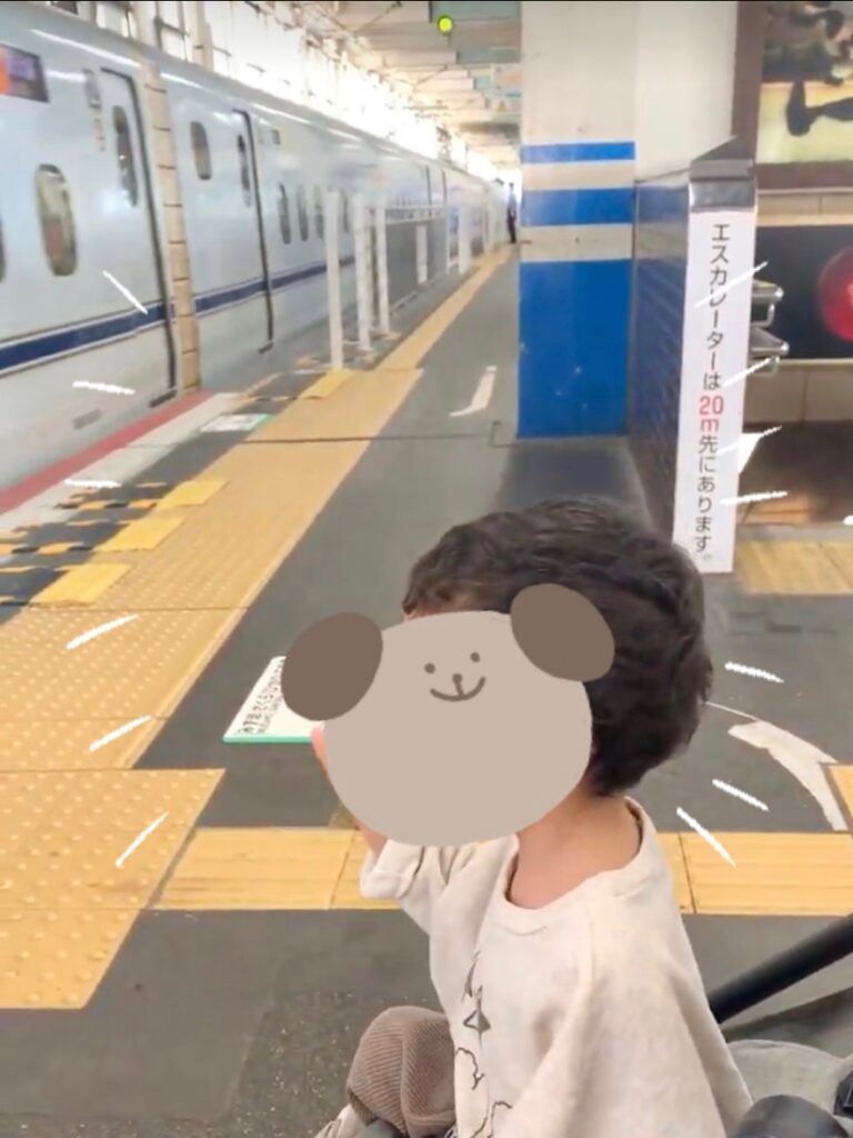 新幹線に乗る息子